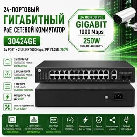 Poe Switch 24 PORT Сетевой коммутатор 30424GE