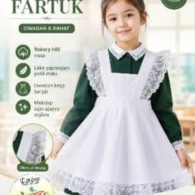 Ak fartuk gyz çagalar ü/n