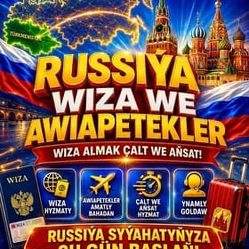 🇷🇺 RUSSIÝA WIZA WE AWIAPETEKLER — ÇALT WE AŇSAT! ✈️✨