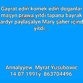 Prawa ýitdi tapana bayrak bar.