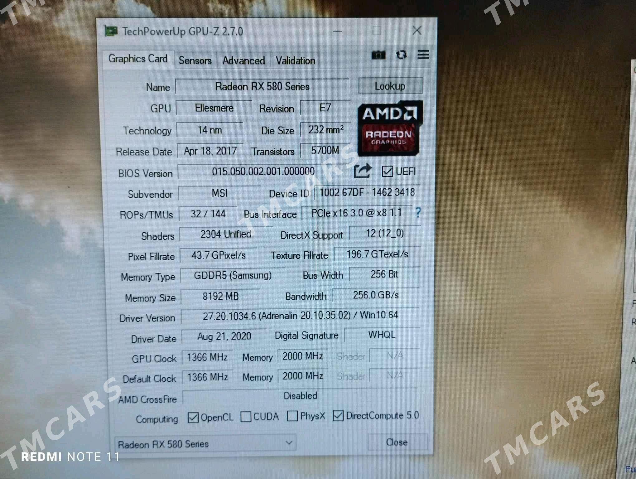 MSI RX 580 8gb 2304SP - Ашхабад | TMCARS