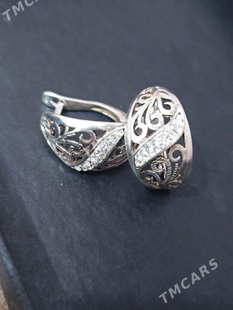 серебряные серьги и кольцо - Ашхабад - img 2