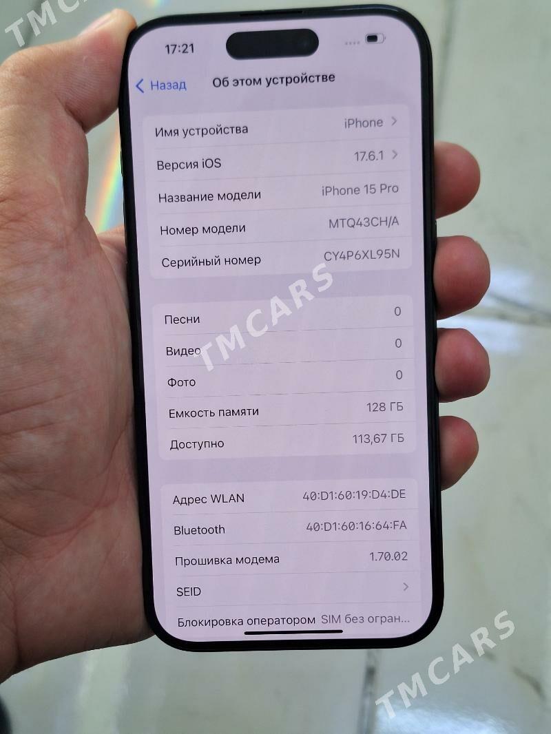 iphone 15pro 100% 128gb 2sim - Aşgabat - img 5