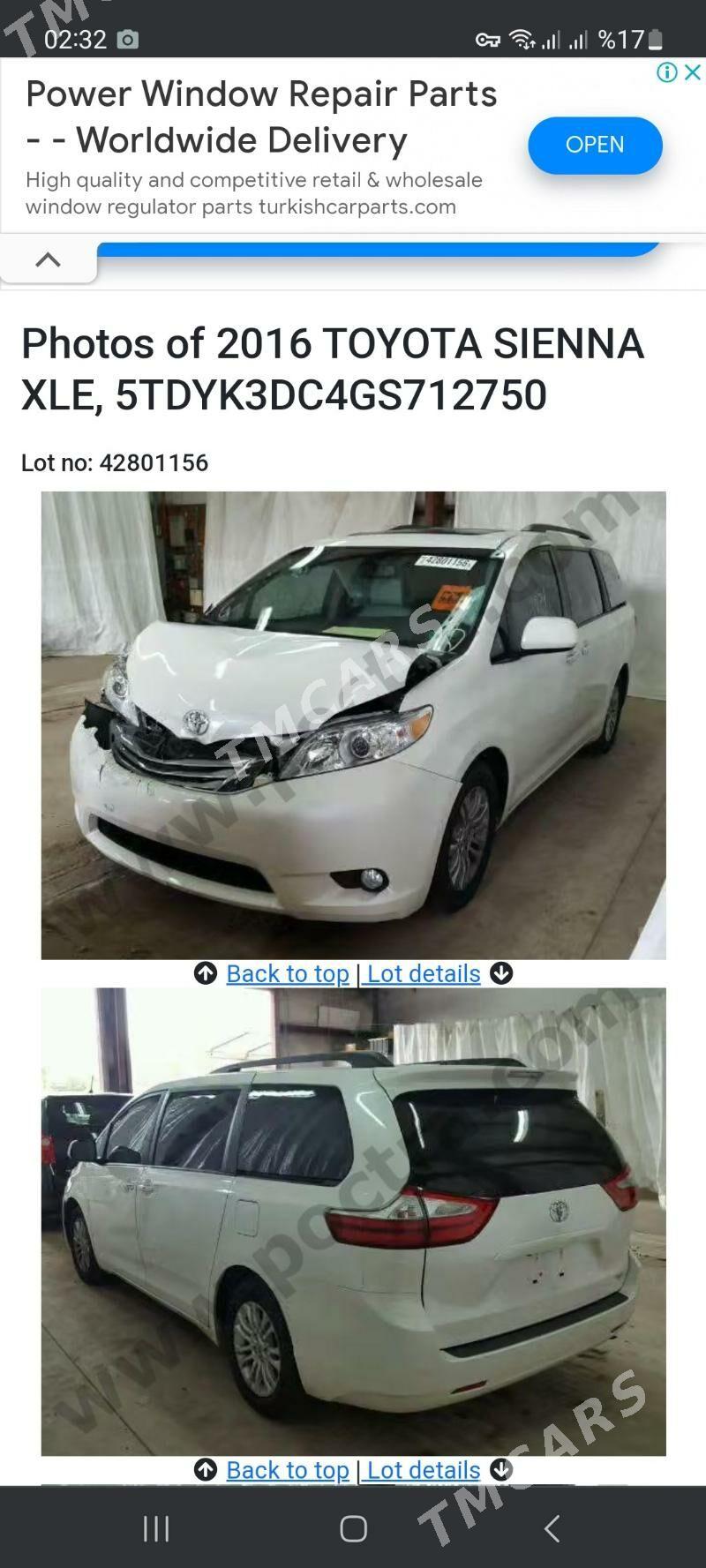 Toyota Sienna 2016 - 345 000 TMT - "Алтын Асыр" Гундогар базары ( Толкучка) - img 8