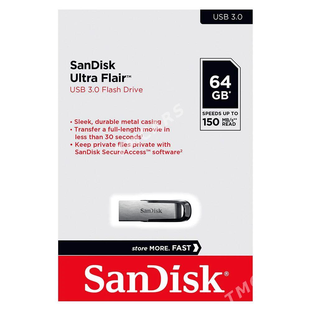 Флешка  SanDisk Ultra Flair 64Gb USB 3.0 - Ашхабад - img 5