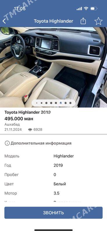 Toyota Highlander 2019 - 460 000 TMT - Ашхабад - img 3