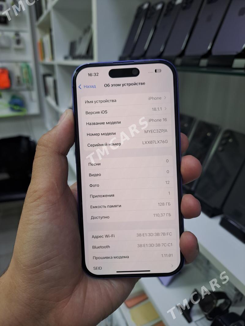 iphone 16 blue 100% 128gb - Aşgabat - img 4