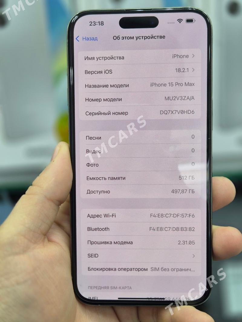 iPhone 15 pro Max 512gb Za 92% - Ашхабад - img 3