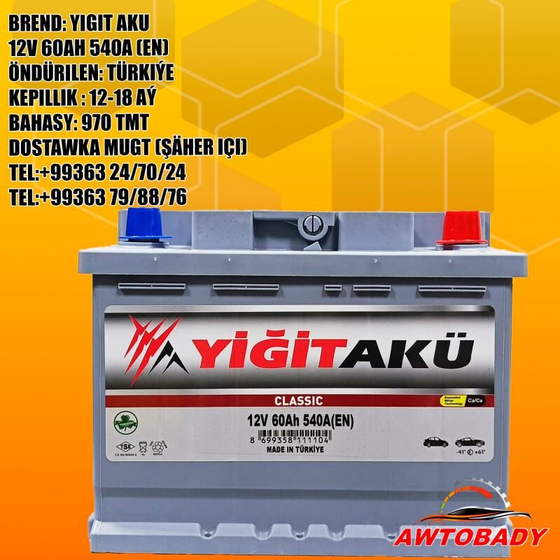 Akumulýator ÝIGIT AKÜ 12V 60AH 970 TMT - Ашхабад - img 1