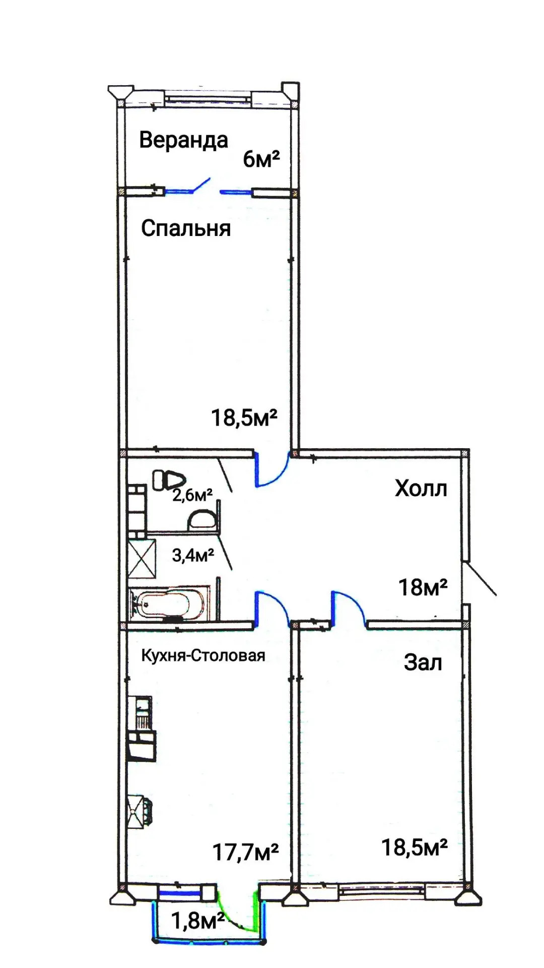 Новостройка, Аннау, 86м², хоз - Aşgabat - img 5