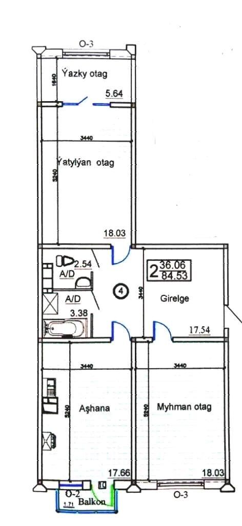 Новостройка, Аннау, 86м², хоз - Aşgabat - img 9