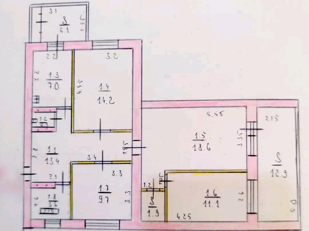 2этаж, 4комнаты, 105м², ремонт - Ашхабад - img 8