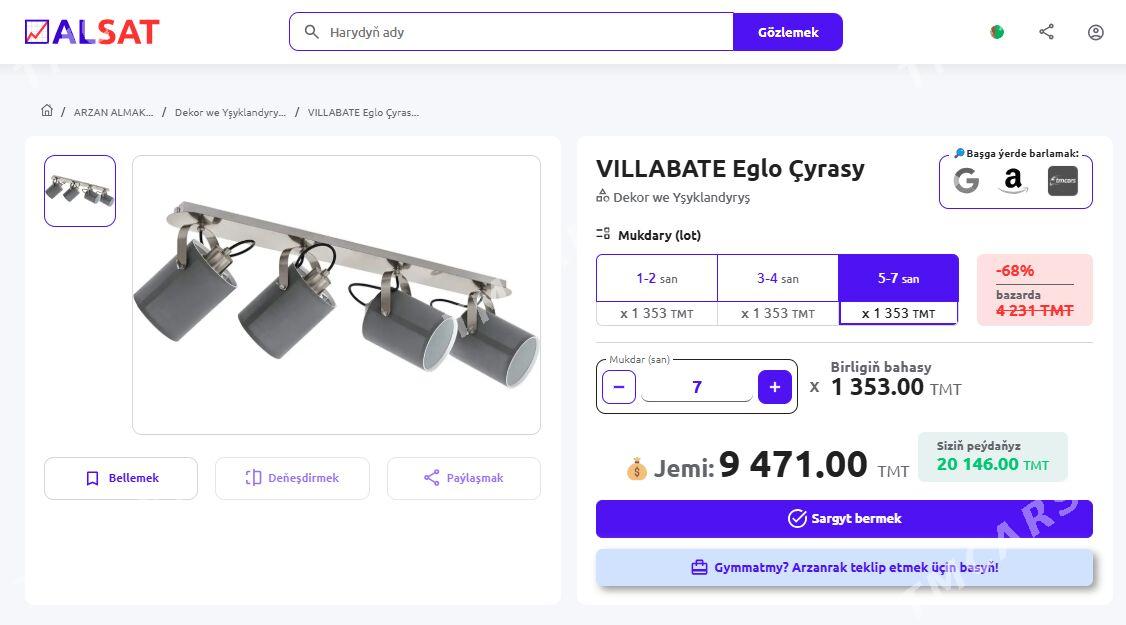 "VILLABATE Eglo" Çyrasy - Aşgabat - img 2