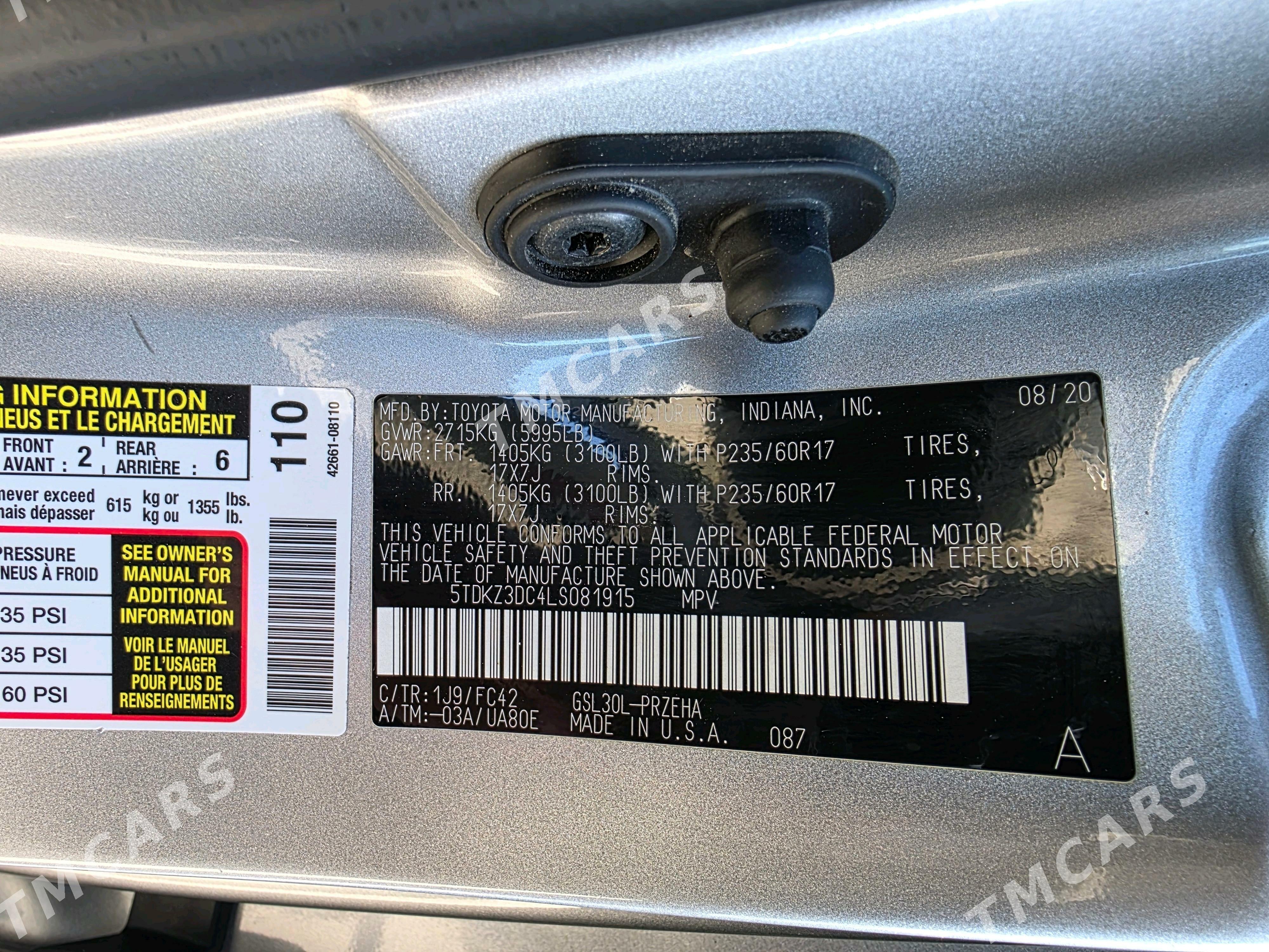 Toyota Sienna 2020 - 460 000 TMT - Мары - img 7