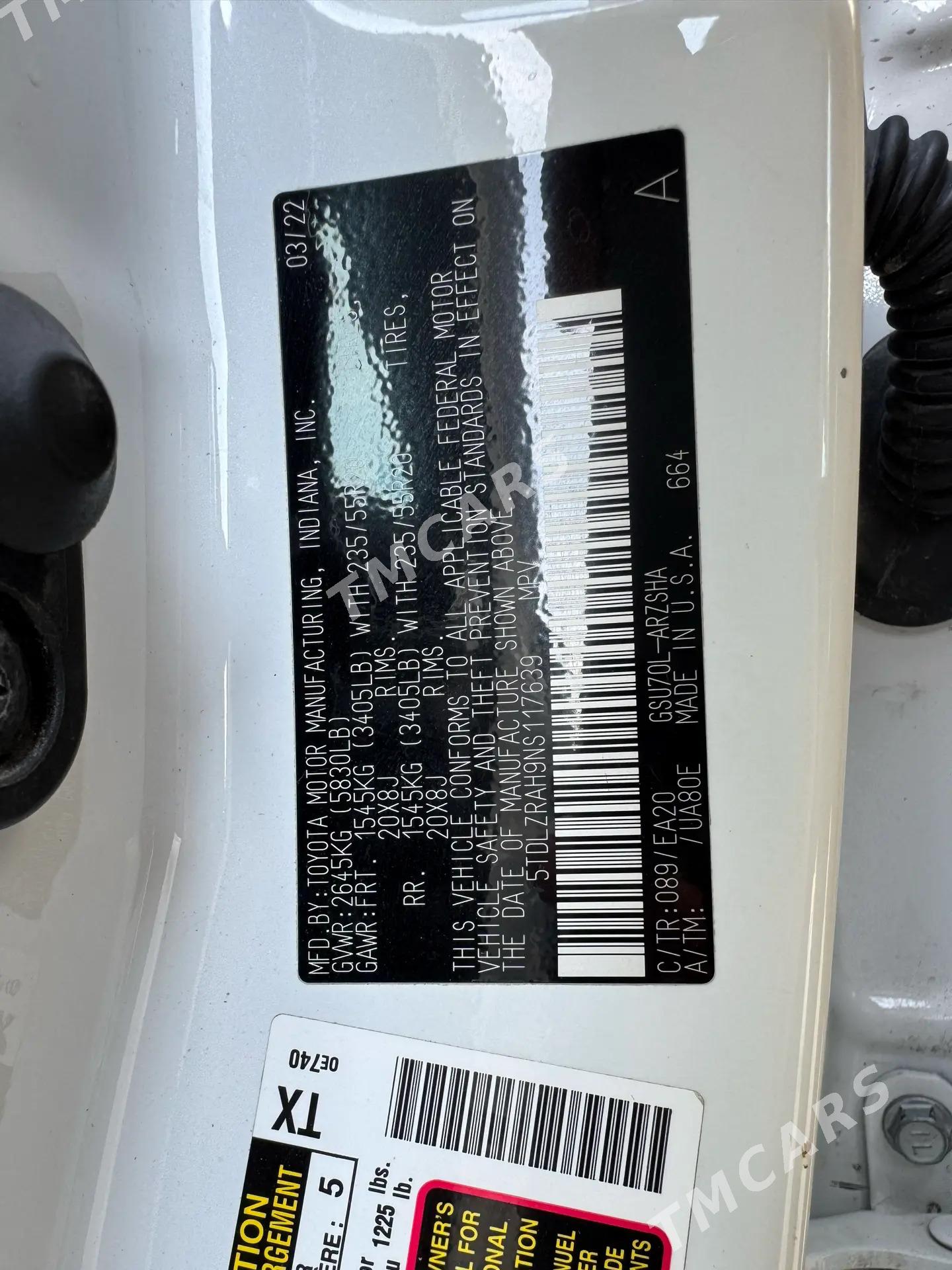 Toyota Highlander 2022 - 580 000 TMT - Aşgabat - img 3