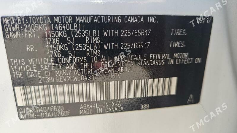 Toyota RAV4 2017 - 300 000 TMT - Ашхабад - img 9