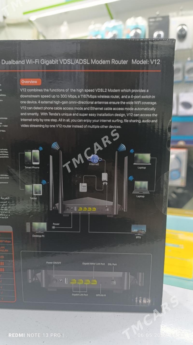 wifi router Tenda model v12 - Ашхабад - img 4