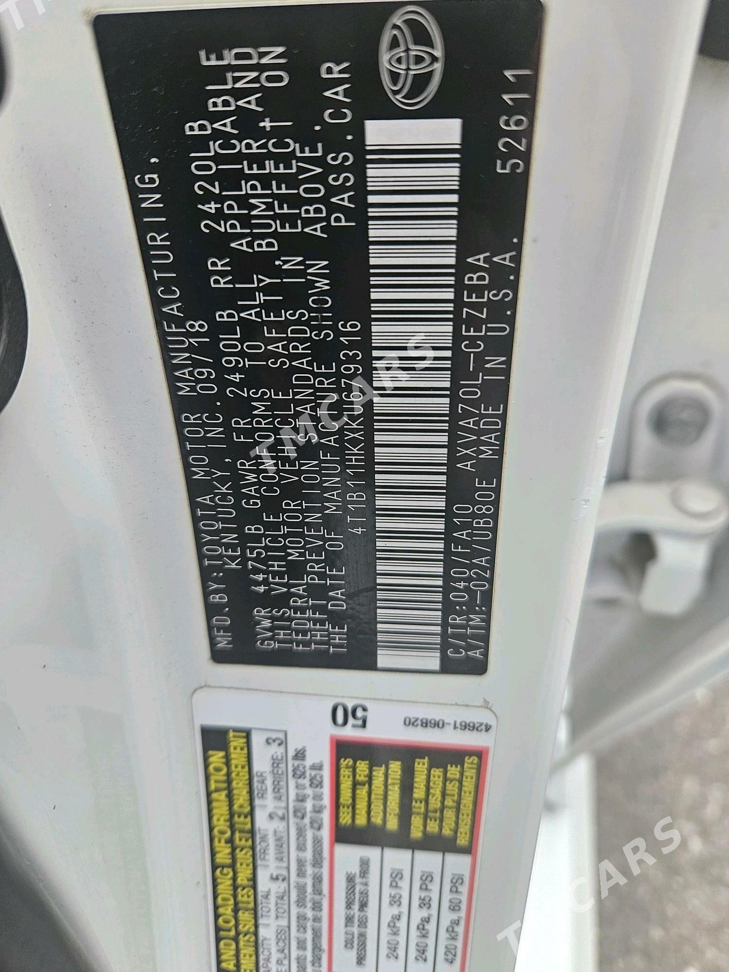 Toyota Camry 2019 - 285 000 TMT - Арзув - img 6