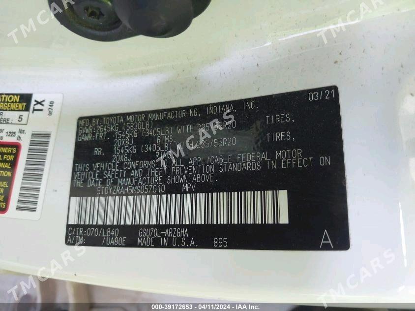 Toyota Highlander 2021 - 620 000 TMT - Daşoguz - img 5