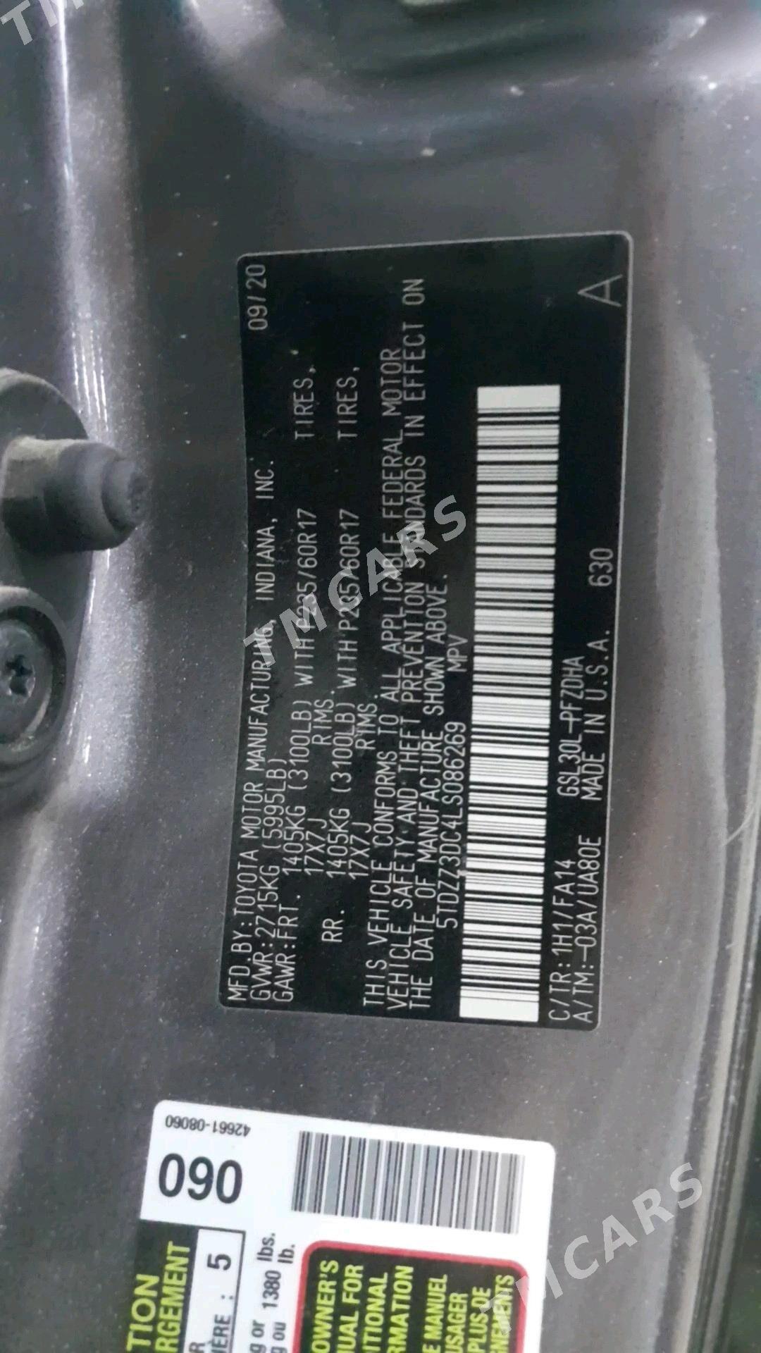 Toyota Sienna 2020 - 380 000 TMT - Gubadag - img 10