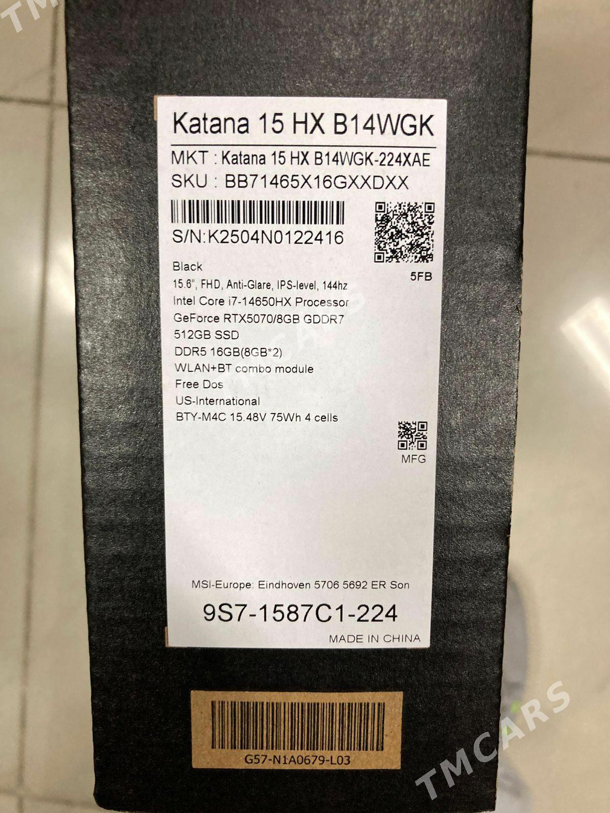 RTX 5070 MSI Katana i7-14650HX - Ашхабад - img 3