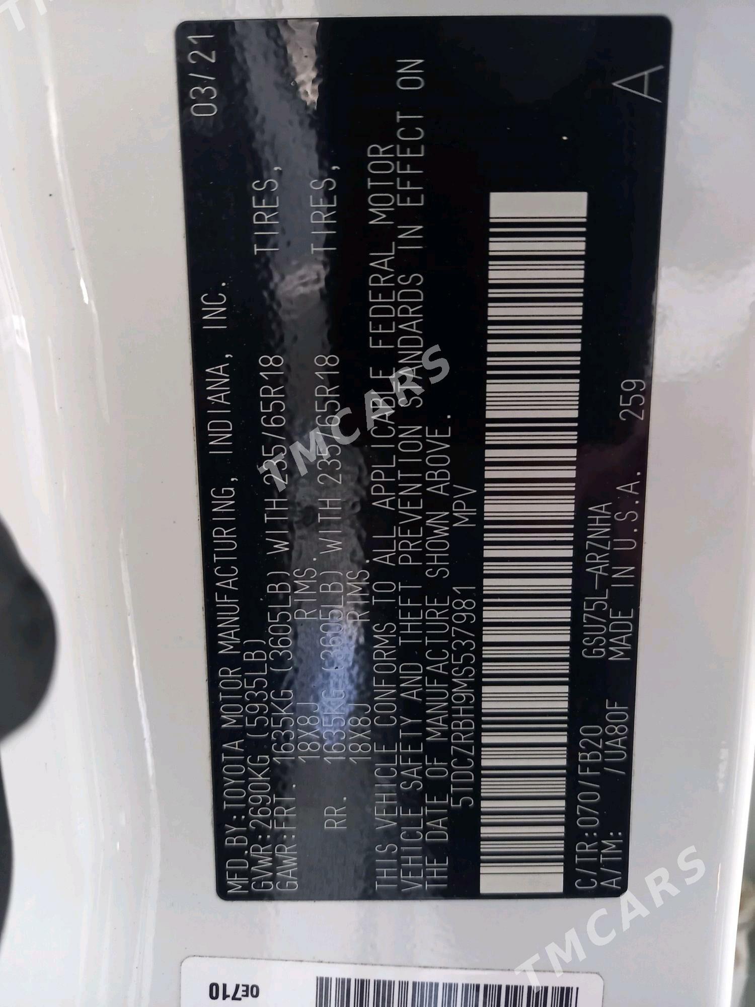 Toyota Highlander 2021 - 470 000 TMT - Мары - img 7