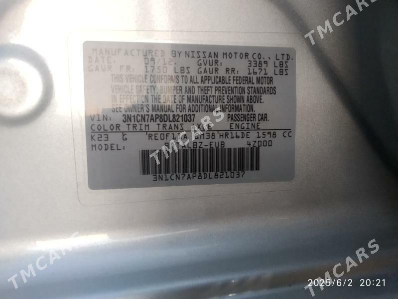 Nissan Versa 2012 - 116 000 TMT - Ашхабад - img 7