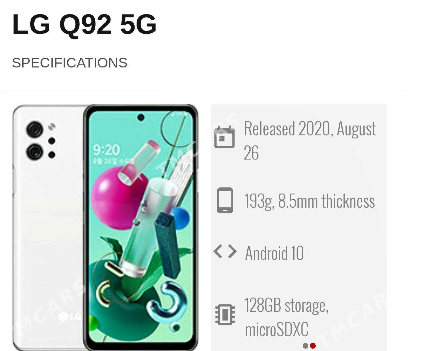 KOREA TELEFON " LG " Q92 5G HD - Aşgabat - img 4