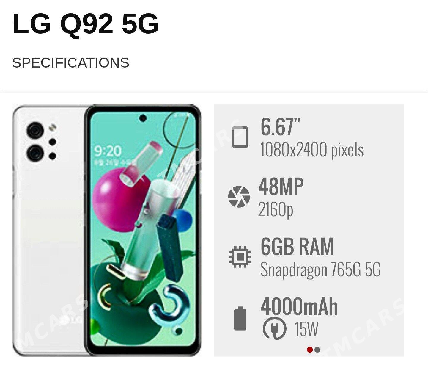 KOREA TELEFON " LG " Q92 5G HD - Aşgabat - img 3