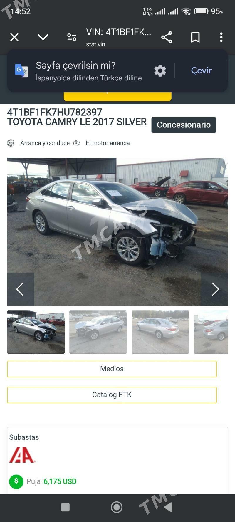 Toyota Camry 2017 - 250 000 TMT - Мургап - img 10