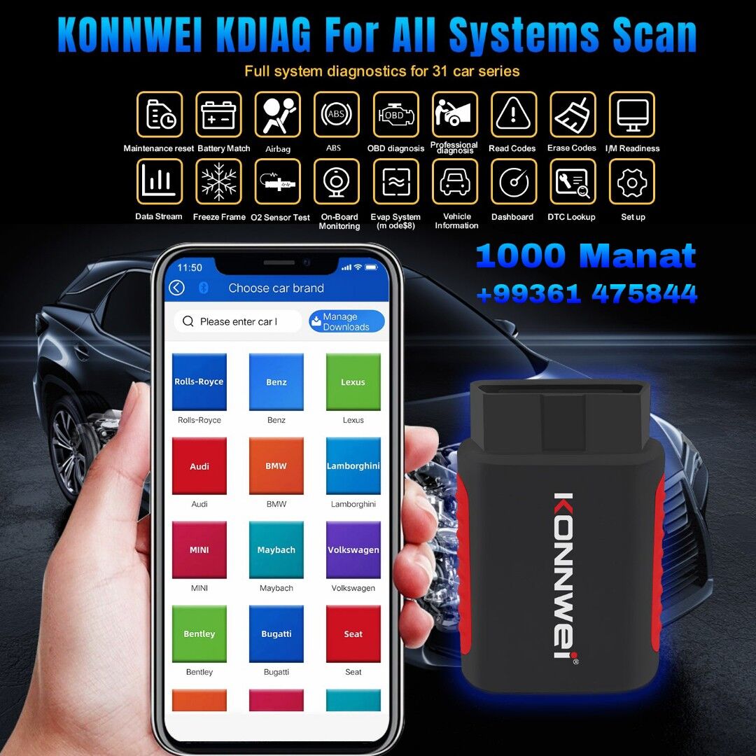 KONNWEI KDIAG DIAGNOSTIKA OBD2 1 000 TMT - Aşgabat - img 3
