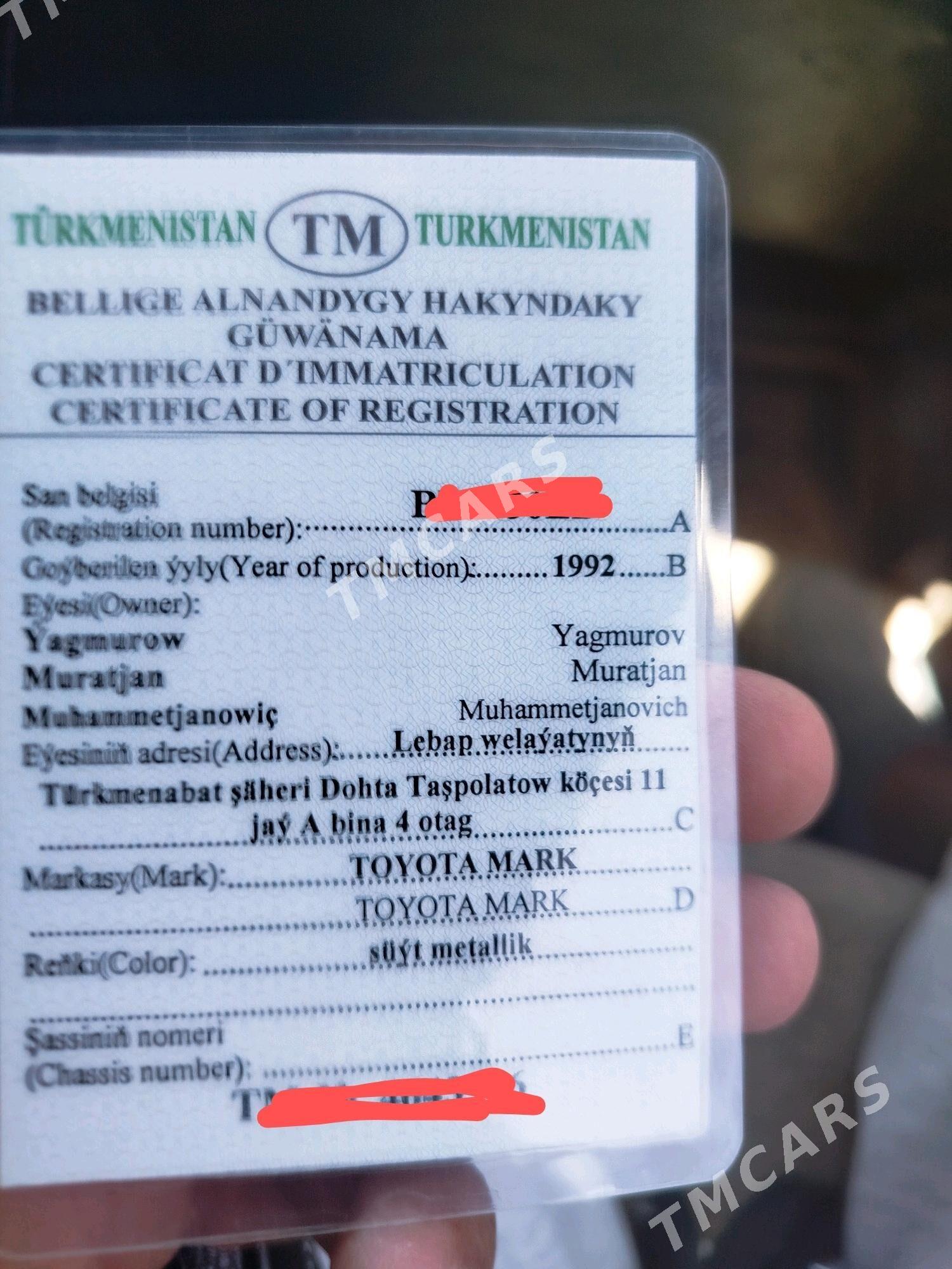 Toyota Mark II 1992 - 45 000 TMT - Türkmenabat - img 10