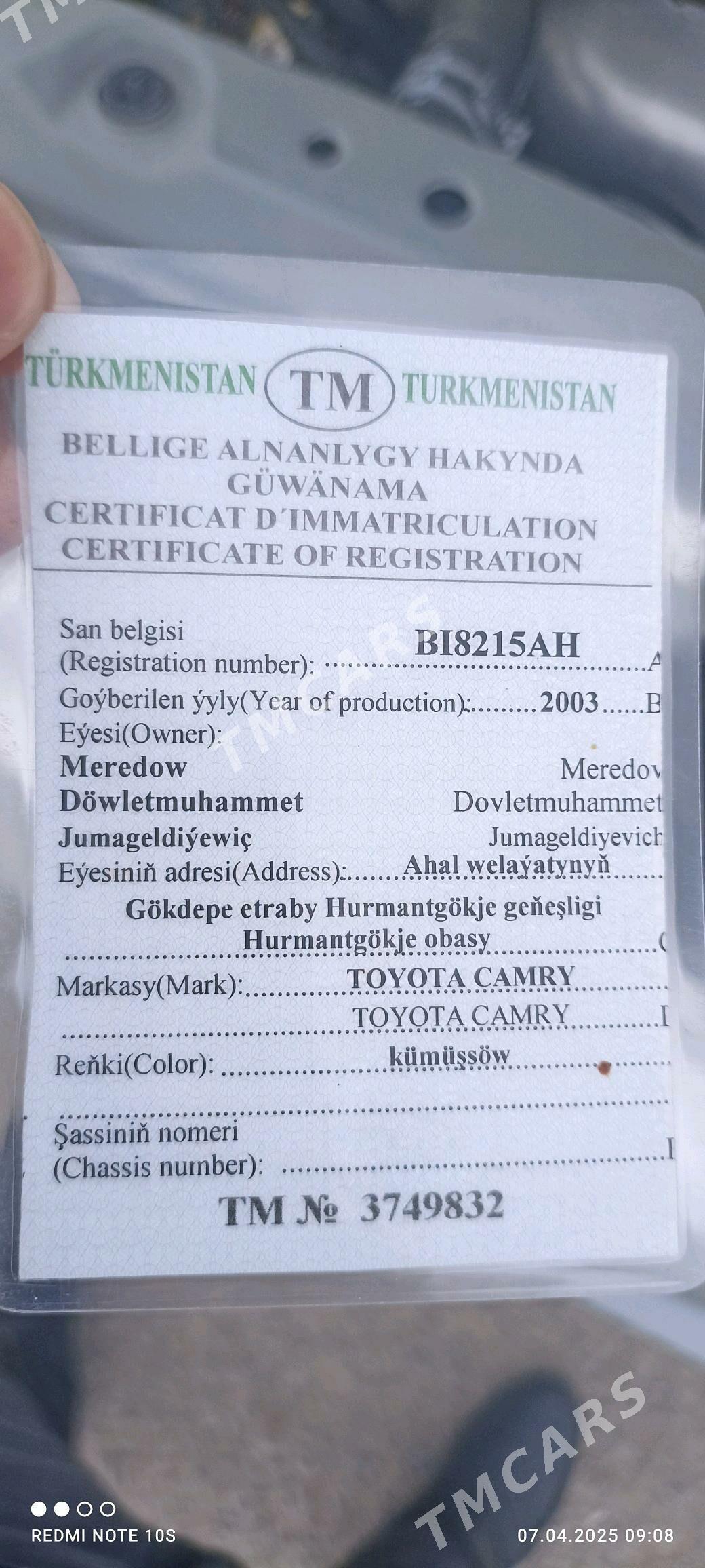 Toyota Camry 2003 - 200 000 TMT - Halaç - img 10