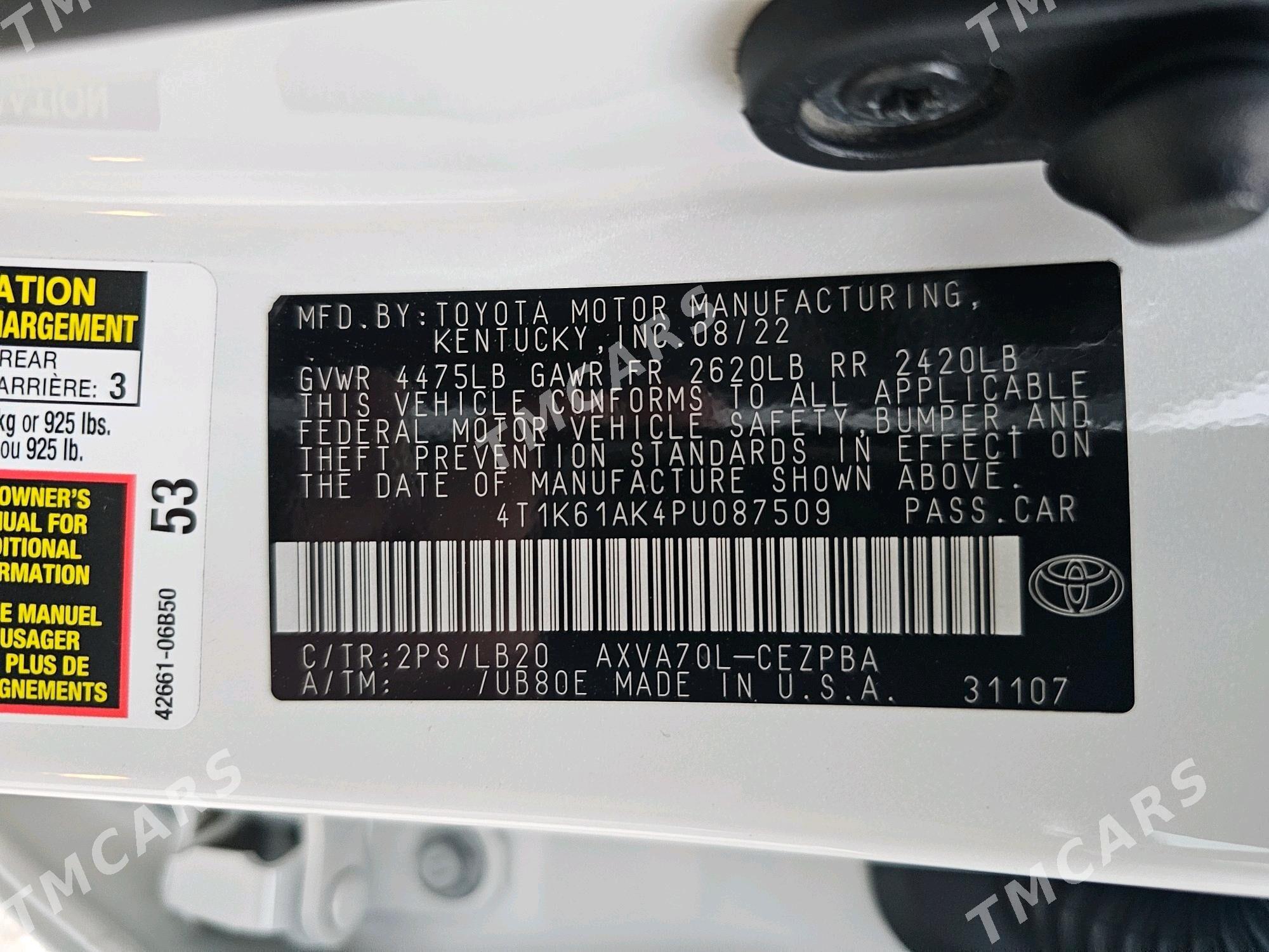 Toyota Camry 2023 - 430 000 TMT - Балканабат - img 8
