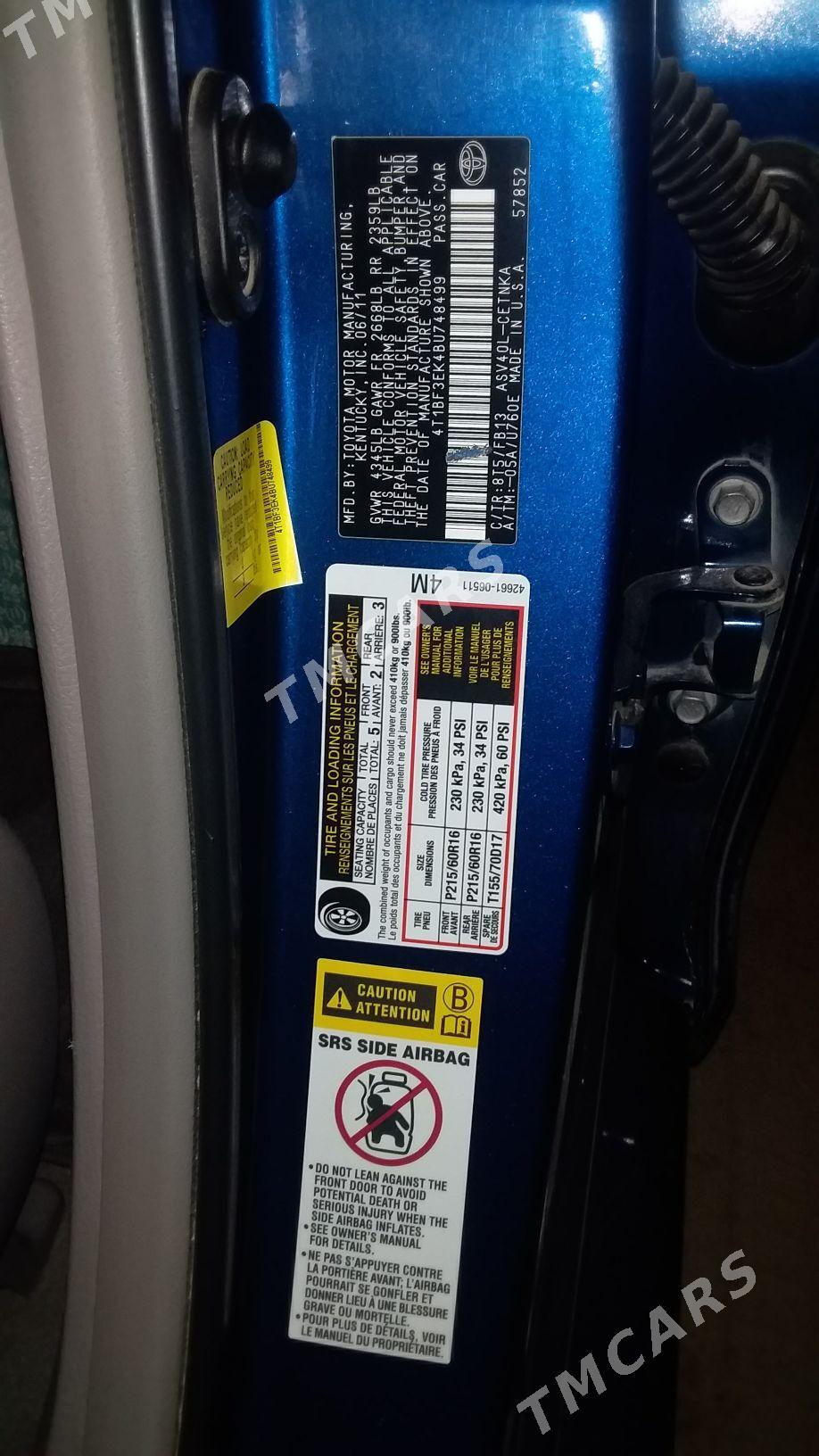 Toyota Camry 2011 - 190 000 TMT - Эсенгулы - img 7