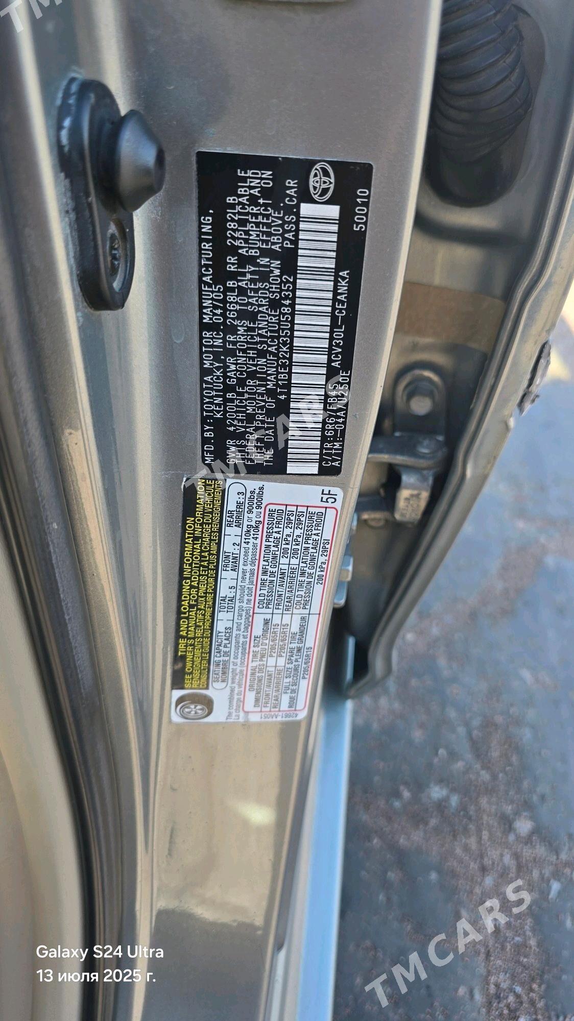Toyota Camry 2005 - 170 000 TMT - Köneürgenç - img 3