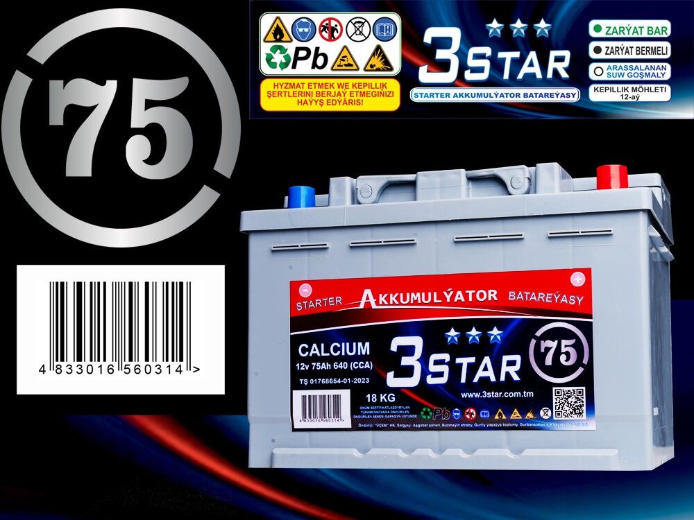 akkumlyator 3star 60 75 550 TMT - Ашхабад - img 2