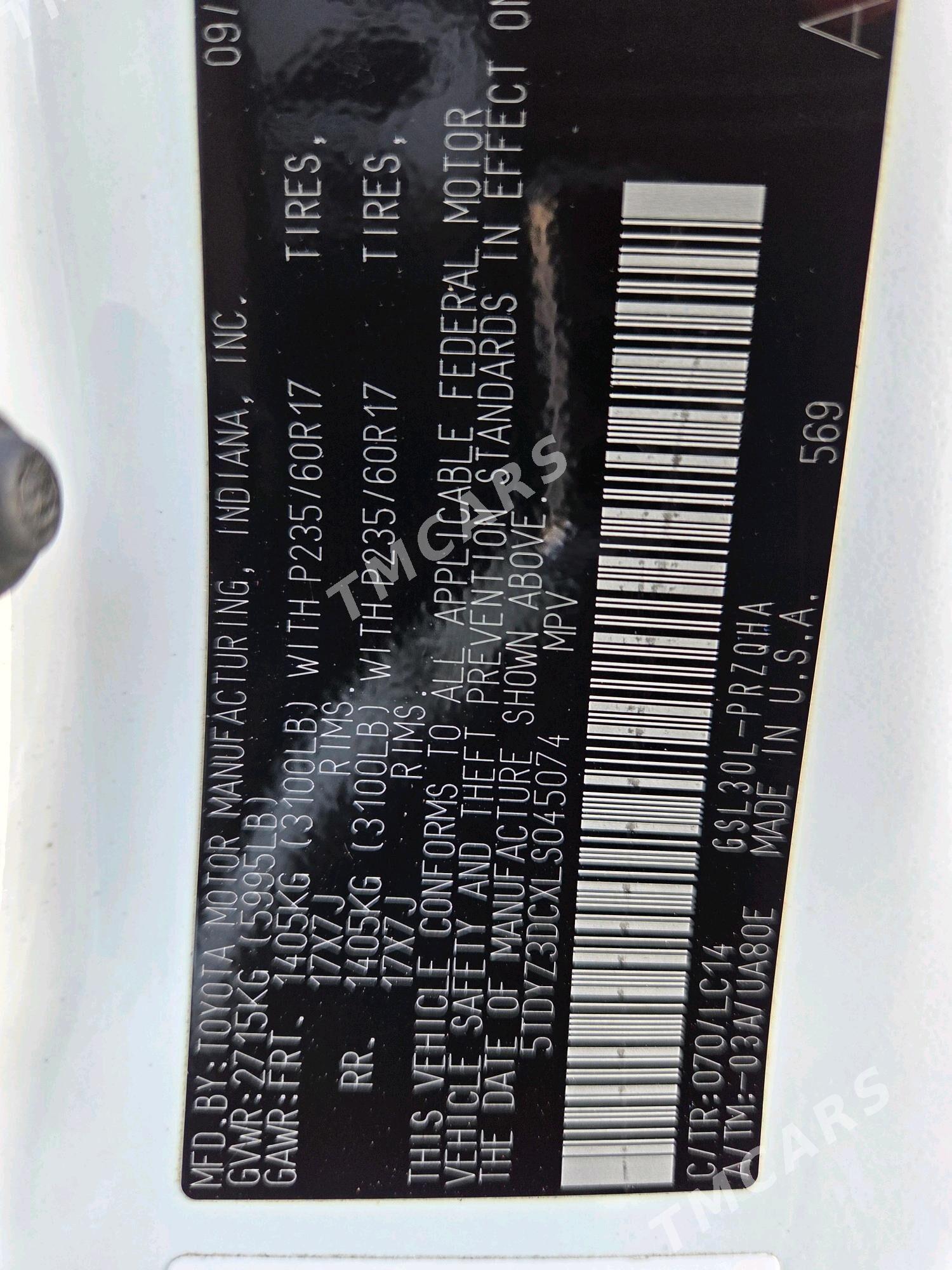 Toyota Sienna 2020 - 512 000 TMT - Мары - img 5