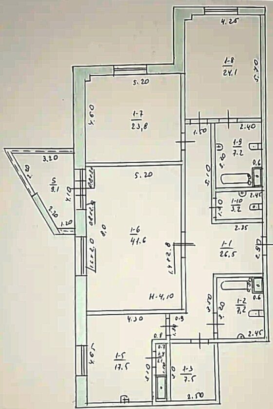 Подвойская, 3ком, 175м², евро - Ашхабад - img 2