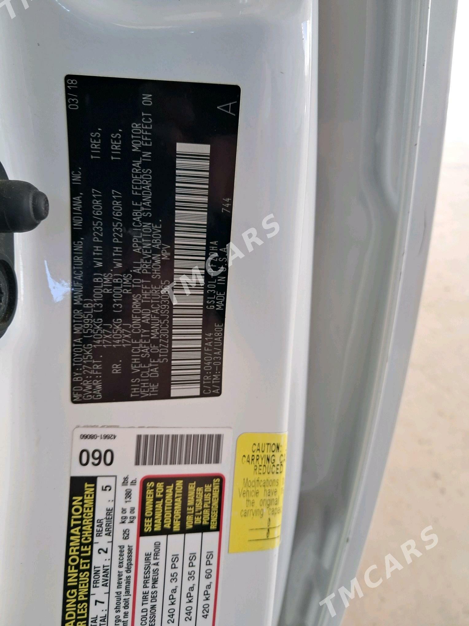 Toyota Sienna 2018 - 420 000 TMT - Parahat 8 - img 4