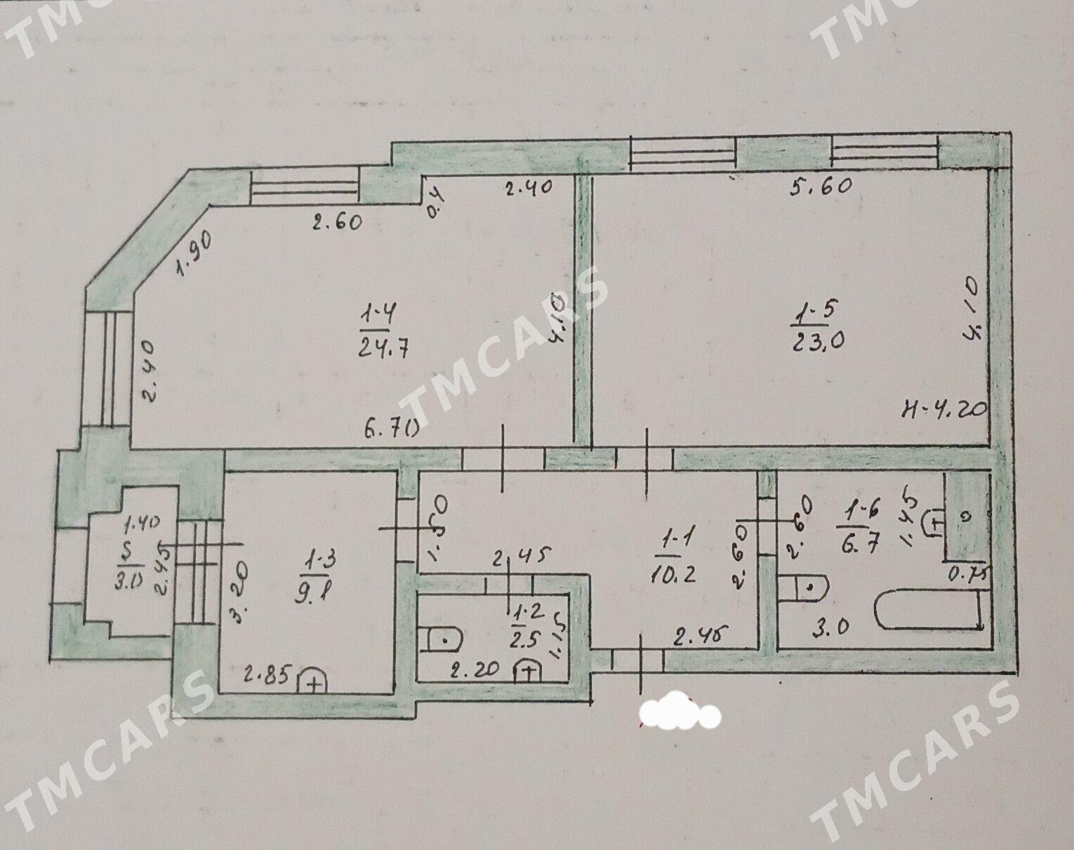 Срочно Гоголя 3эт 2ком 80м² - Aşgabat - img 4