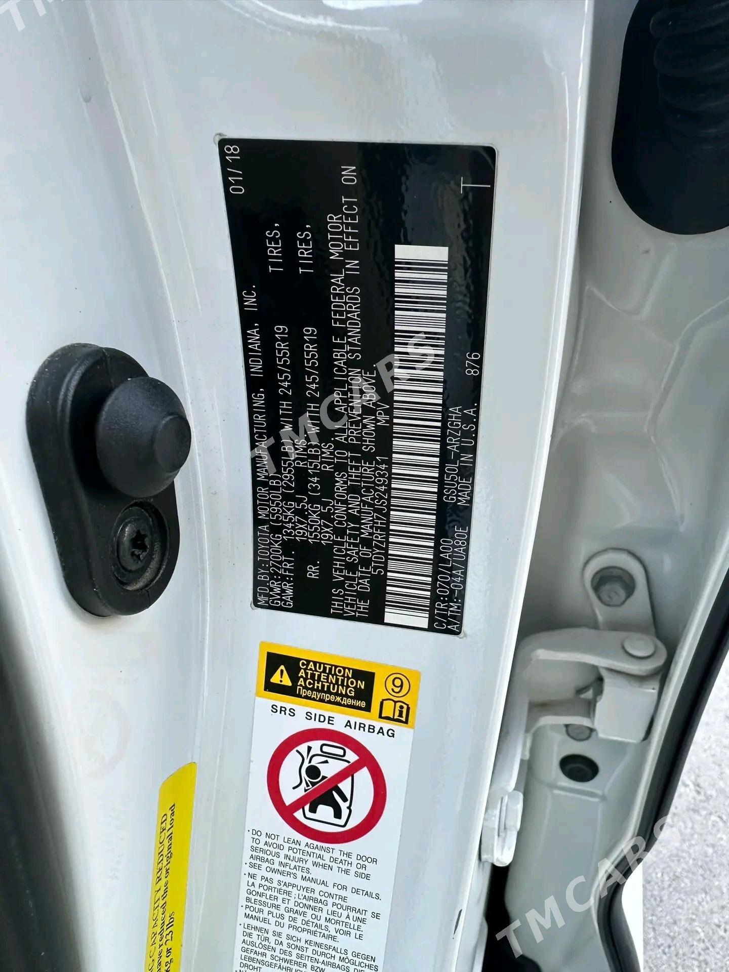 Toyota Highlander 2018 - 470 000 TMT - Türkmenbaşy - img 10