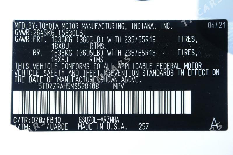 Toyota Highlander 2021 - 505 000 TMT - Кака - img 8