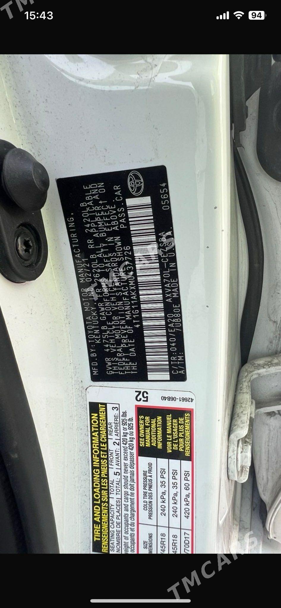 Toyota Camry 2021 - 293 000 TMT - Mary - img 2