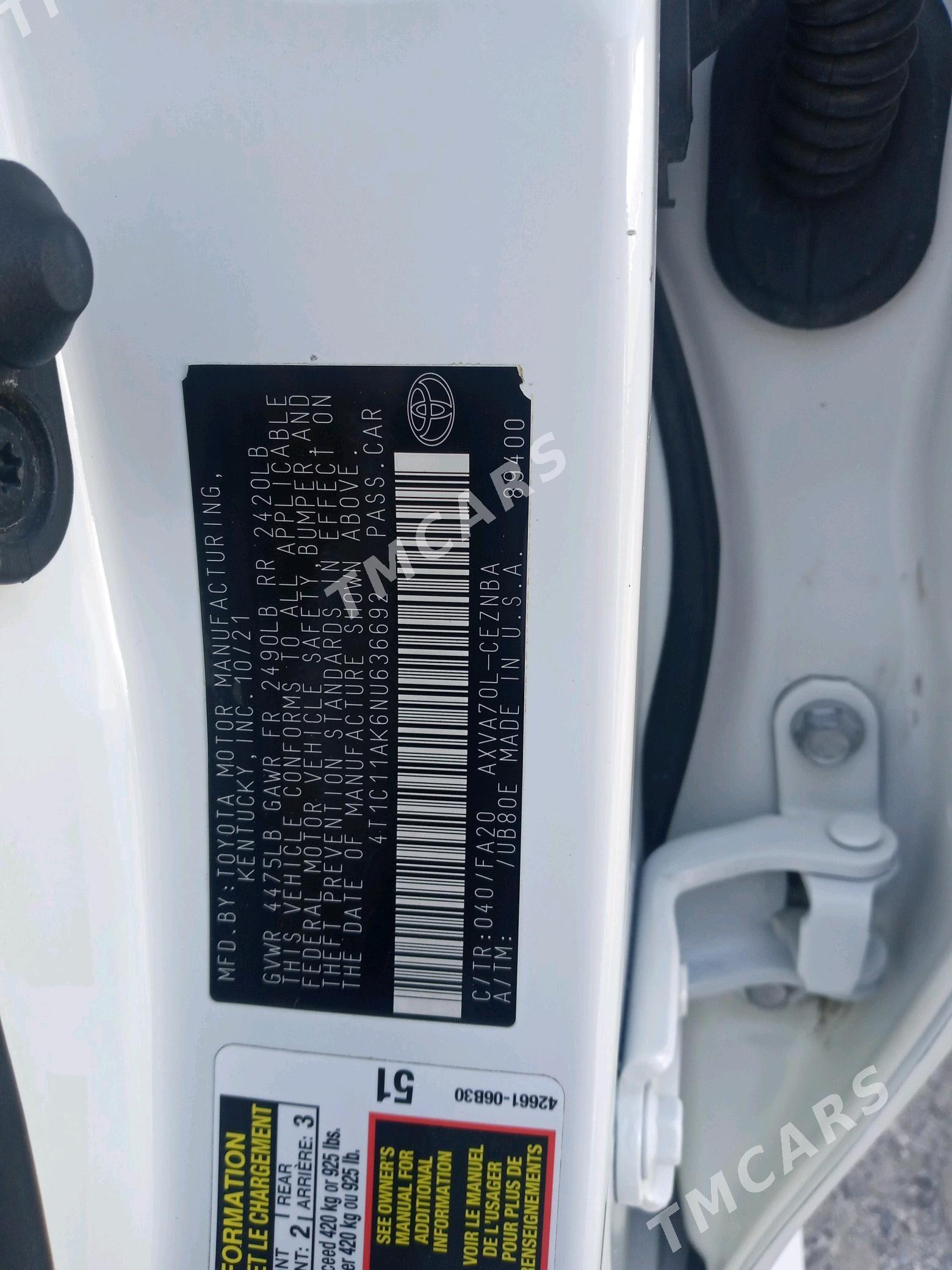 Toyota Camry 2022 - 320 000 TMT - Mary - img 4