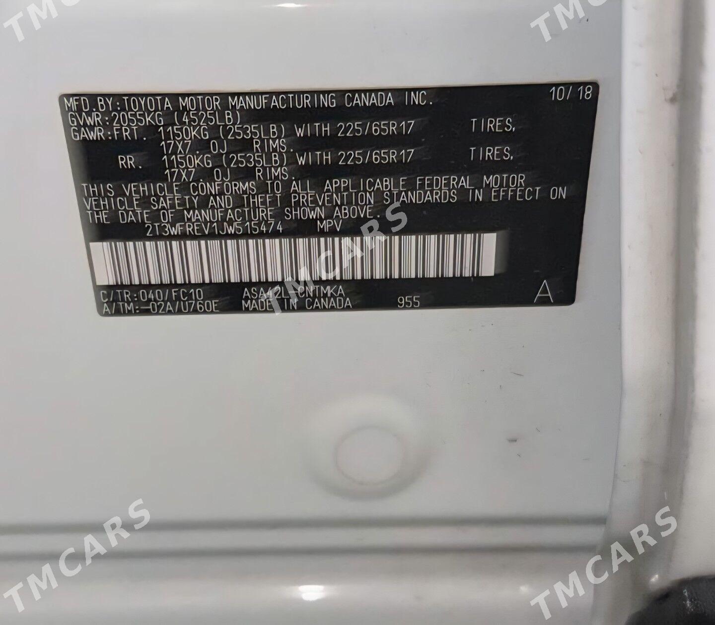 Toyota RAV4 2018 - 348 000 TMT - Nebitgaz (Andalib-Ankara köç.) - img 9