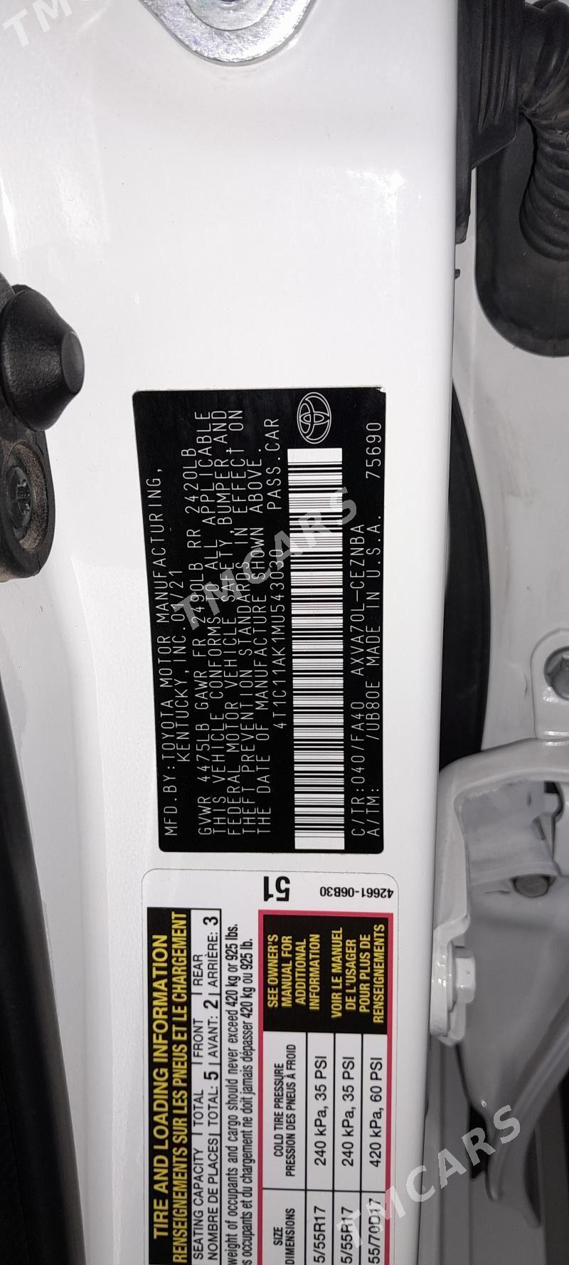 Toyota Camry 2021 - 350 000 TMT - Mary - img 5