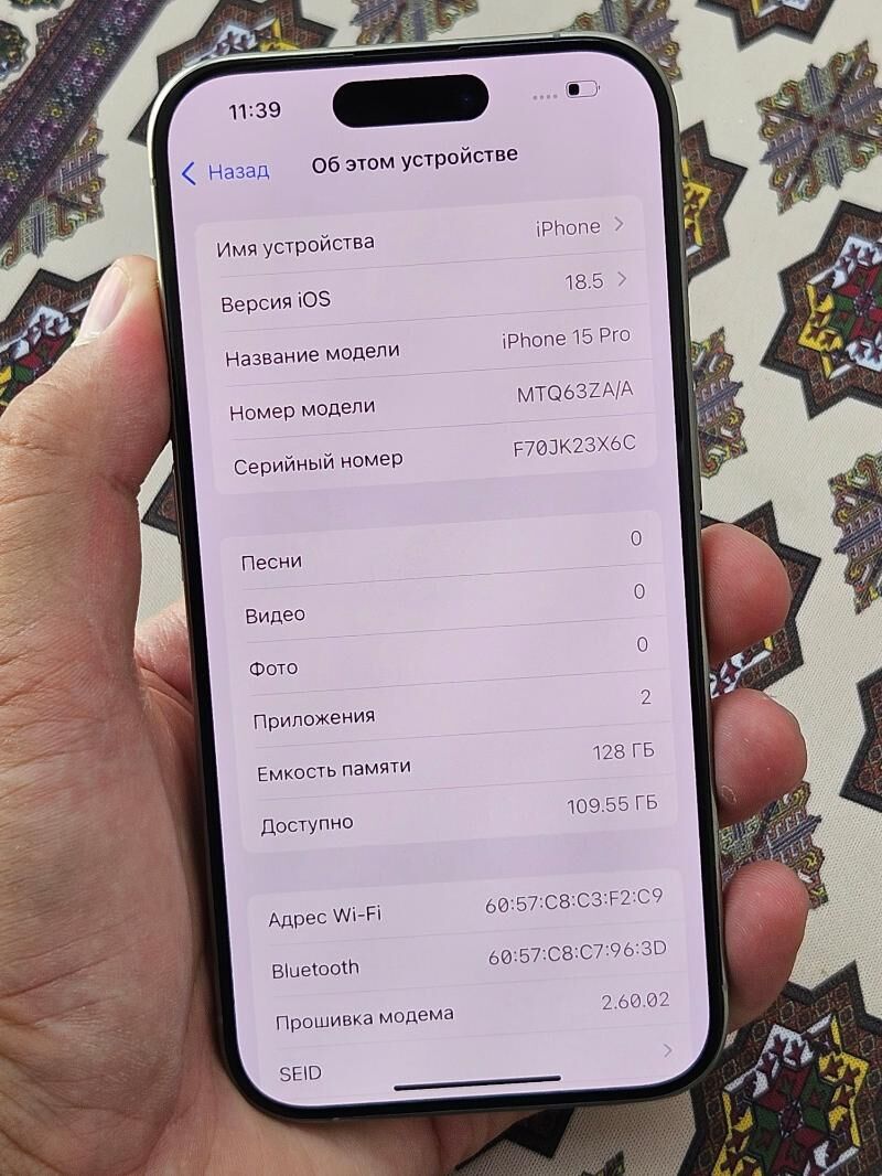 iphone 15pro 100% 128gb ZA - Ашхабад - img 5