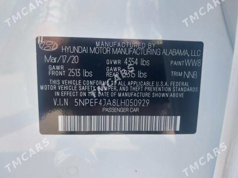 Hyundai Sonata 2020 - 304 000 TMT - Ашхабад - img 3