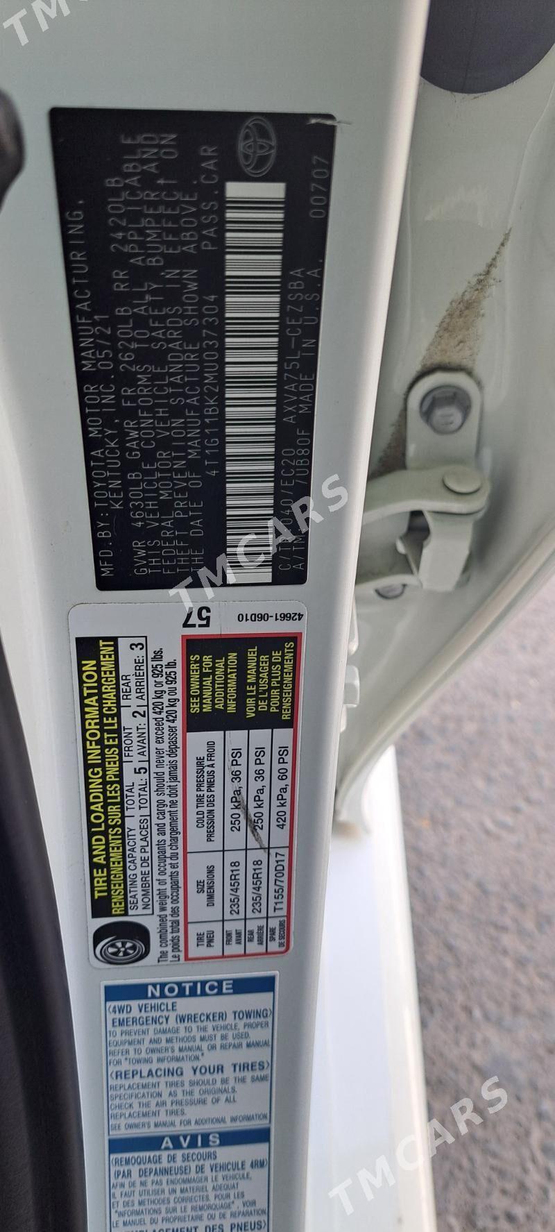 Toyota Camry 2021 - 350 000 TMT - Aşgabat - img 6